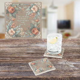 Anpassadet Mocha Blommigt Bible Verse Stenunderlägg