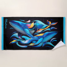 Anpassadet Modern Abstrakt Blue Whales
