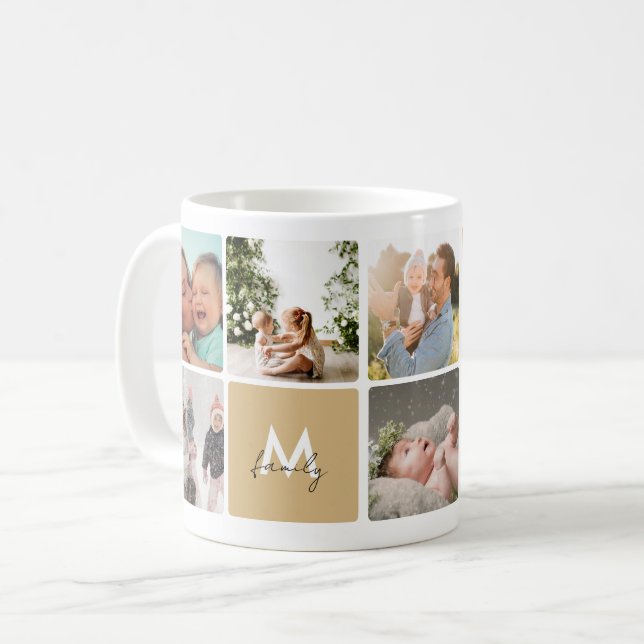 Anpassadet Modern familj med enkel fotosamling Kaffemugg (Framsida vänster)