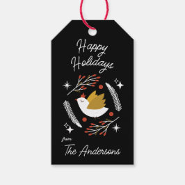 Anpassadet Modern juldove & Berries Presentetikett