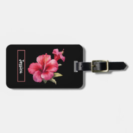 Anpassadet Modern Rosa Hibiscus Flowers Bagagebricka