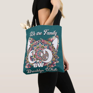 Anpassadet Monogrammed färgat mandala-katt Tygkasse