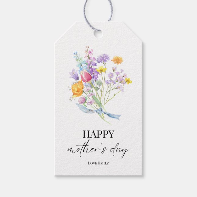 Anpassadet Mor dag i blomsterböljan Presentetikett (Framsidan)