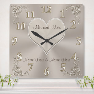 Anpassadet Mr. och Mrs. Gifts Champagne Clock Fyrkantig Klocka
