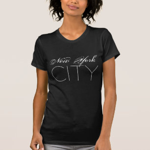 Anpassadet New York City White Text T Shirt