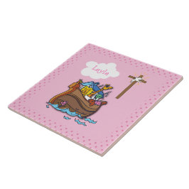 Anpassadet Noahs Ark-baptism, Rosa för flickor Kakelplatta