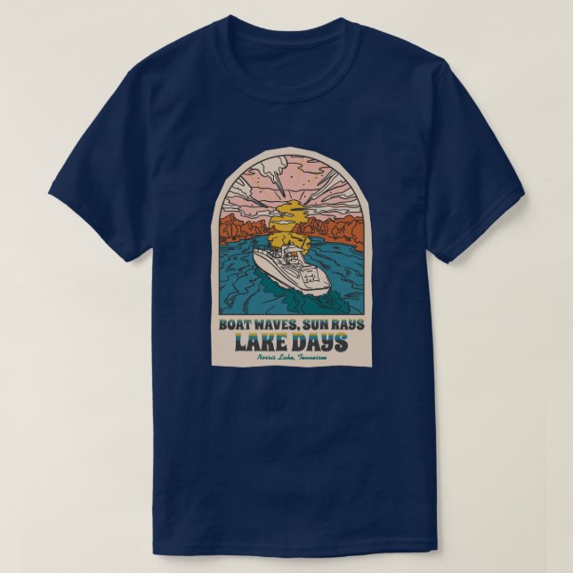 Anpassadet Norris Sjö Days Boat Vinkarare Sol Rays T Shirt (Design framsida)