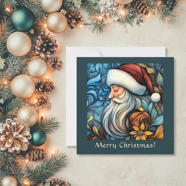 Anpassadet Nostalgic Vintage Santa Julkort (Nostalgic Vintage Santa Customizable Holiday Card)