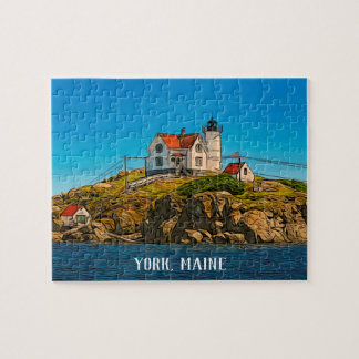 Anpassadet Nubble Lighthouse Maine Nautical Pussel