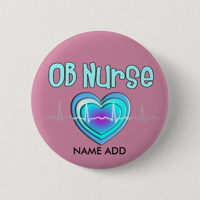 Anpassadet OB Nurse Namn Buttons Knapp (Framsida)
