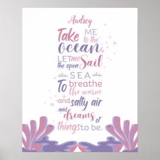 Anpassadet Pastel Sea Dreams Quote Poster
