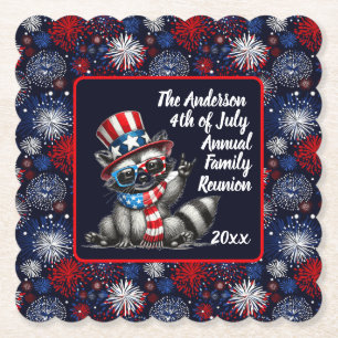 Anpassadet Patriotic Raccoon 4 juli Party Underlägg Papper