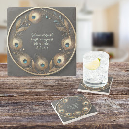 Anpassadet Peacock Feathers med minimal Elegant Stenunderlägg