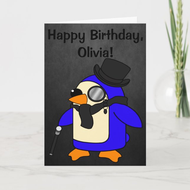 Anpassadet Penguin Black Stone Kort (Framsida)