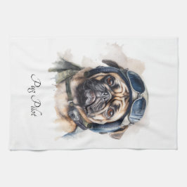 Anpassadet Pet Pilot Pug Kökshandduk