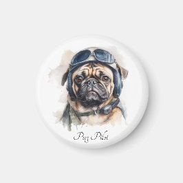 Anpassadet Pet Pilot Pug Magnet