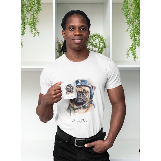 Anpassadet Pet Pilot Pug T Shirt (Skapare uppladdad)