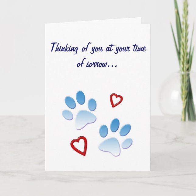 Anpassadet Pet Sympathy Card Tassar och Hearts Kort (Framsida)