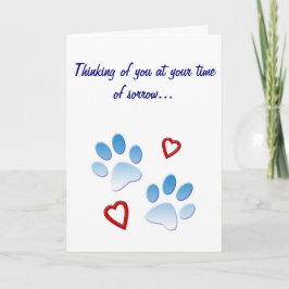 Anpassadet Pet Sympathy Card Tassar och Hearts Kort