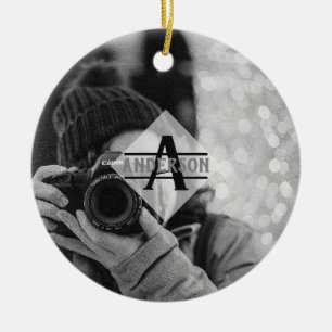 Anpassadet PHOTO Monogram ger modern Julgransprydnad Keramik