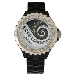 Anpassadet Piano Nycklar och Guld Musik noter Armbandsur