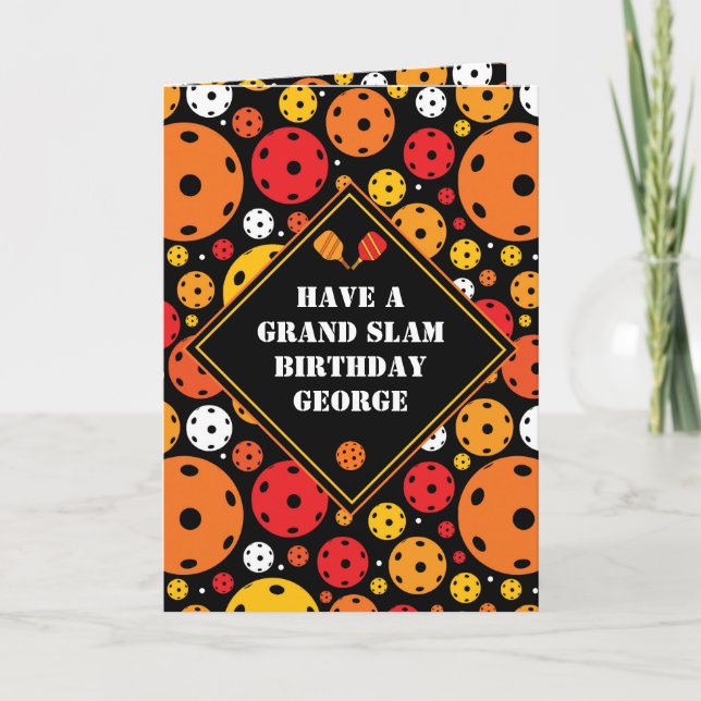 Anpassadet Pickleball Grand Slam Birthday Kort (Framsida)