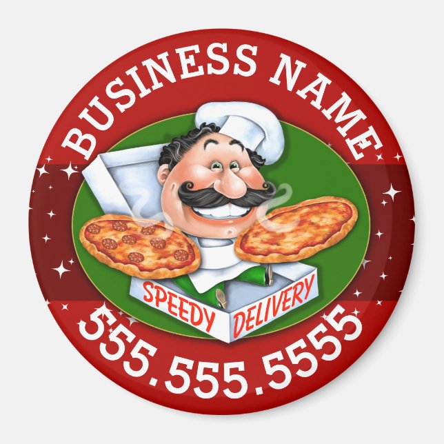 Anpassadet Pizzeria Restaurant Pizza Delivery Magnet (Framsidan)