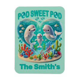 anpassadet "Pod Sweet Pod" Whale Family Magnet