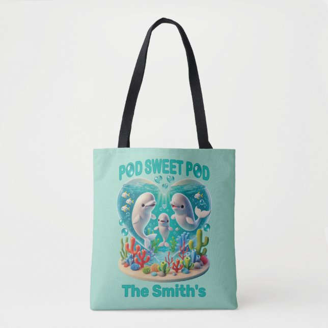 anpassadet "Pod Sweet Pod" Whale Family Tygkasse (Framsida)