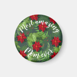 Anpassadet Poinsettia christmas-blomman Magnet