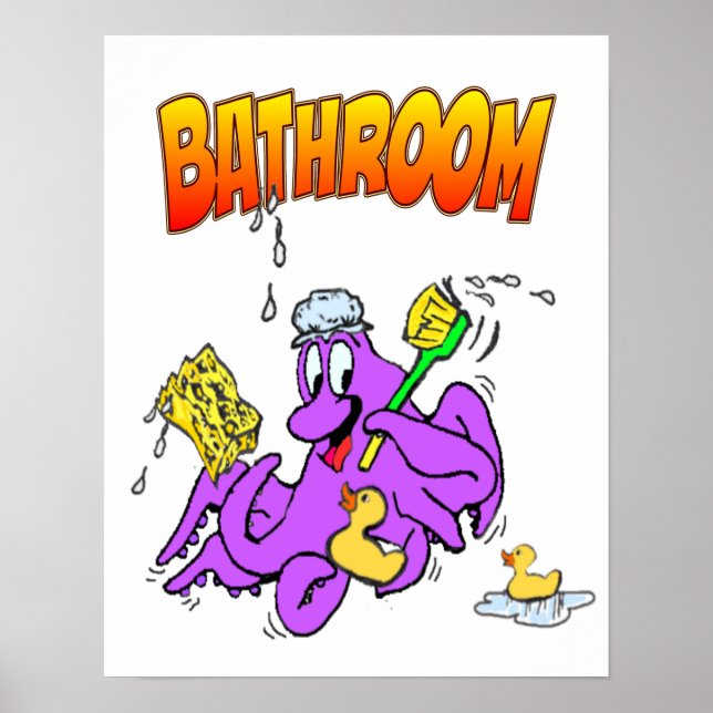 Anpassadet Poster av badoktopus Bathroom (Framsidan)