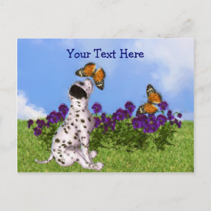 Anpassadet Postkort för Dalmatien Puppy Butterflie Vykort