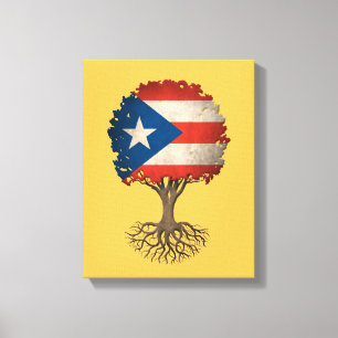 Anpassadet Puerto Rican Flagga Livets träd Canvastryck