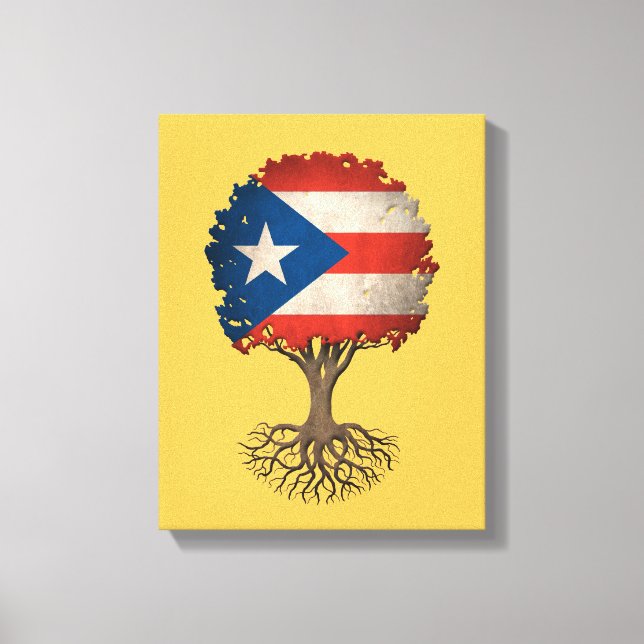 Anpassadet Puerto Rican Flagga Livets träd Canvastryck (Framsida)