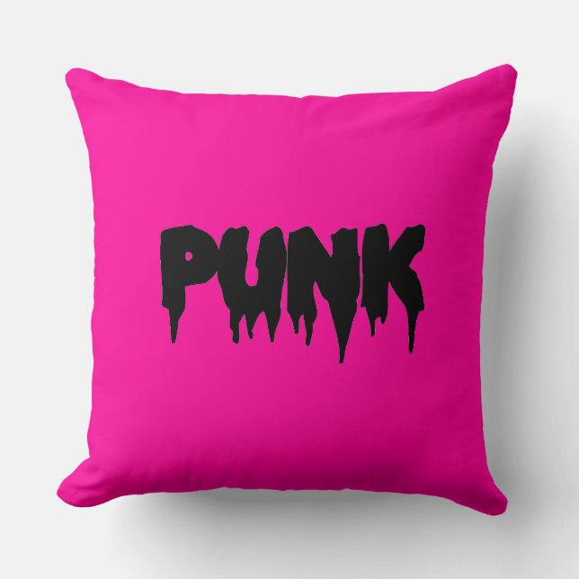 Anpassadet "PUNK" Black Drip Font Pillow Revised Kudde (Framsida)