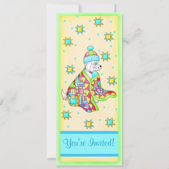 Anpassadet Quilt Älskare Hund-inbjudan Inbjudningar (Framsida)