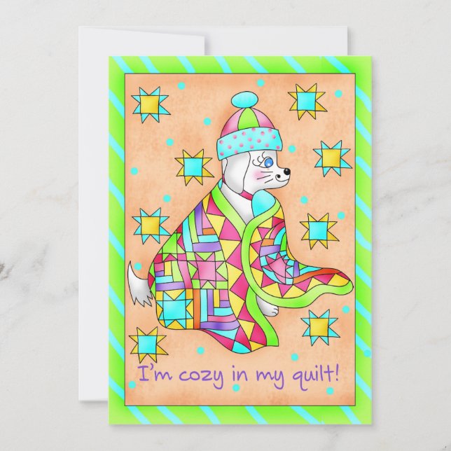 Anpassadet Quilt Älskare Hund-inbjudan Inbjudningar (Framsida)