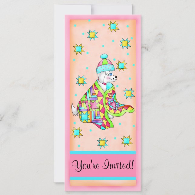 Anpassadet Quilt Älskare Hund-inbjudan Inbjudningar (Framsida)