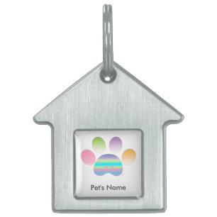anpassadet "Rainbow Pet Paw Print with Kärlek" ID-bricka Husdjur