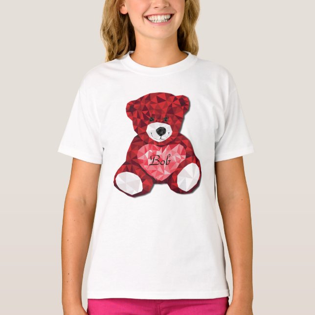 Anpassadet Red Bear Valentine Day Tee (Framsida)