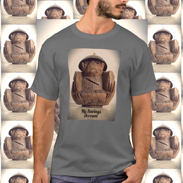 Anpassadet Retro Carved Coconut Monkey Bank T Shirt (Skapare uppladdad)