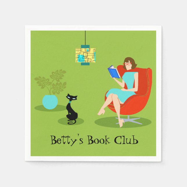 Anpassadet Retro Läser Pappra servetter för kvinno (Framsidan)