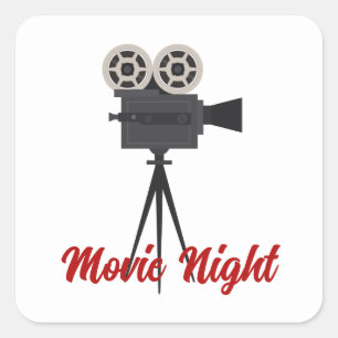 Anpassadet Retro Movie Camera Fyrkantigt Klistermärke