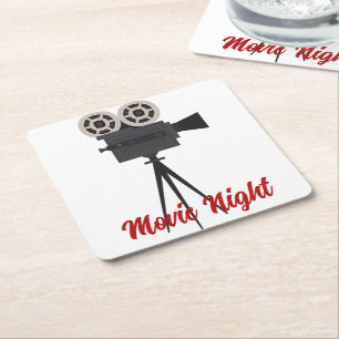 Anpassadet Retro Movie Camera Underlägg Papper Kvadrat