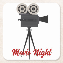 Anpassadet Retro Movie Camera Underlägg Papper Kvadrat