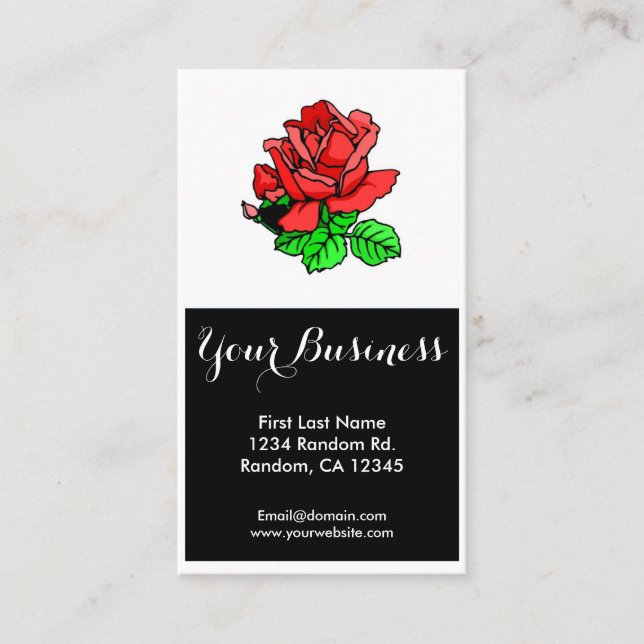 anpassadet röd ros affärskort visitkort (Framsida)