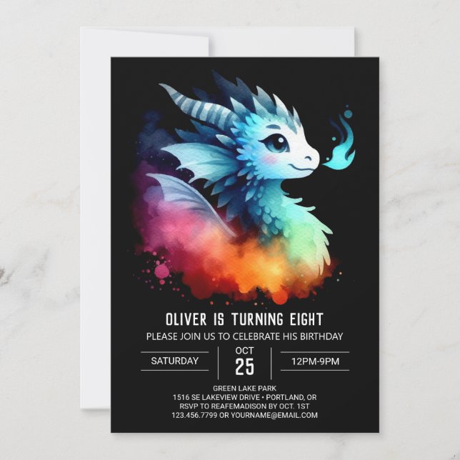Anpassadet Roing Dragon Birthday Inbjudningar (Framsida)