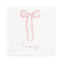 Anpassadet rosa Bow Baby Shower Napkins