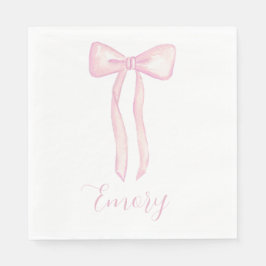 Anpassadet rosa Bow Baby Shower Napkins Pappersservett