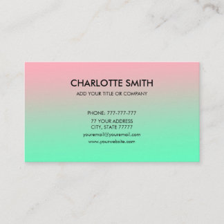 Anpassadet Rosa och Grönt för modern Snyggt Visitkort